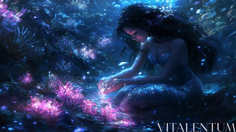 AI ART Mystical Mermaid with Glowing Object