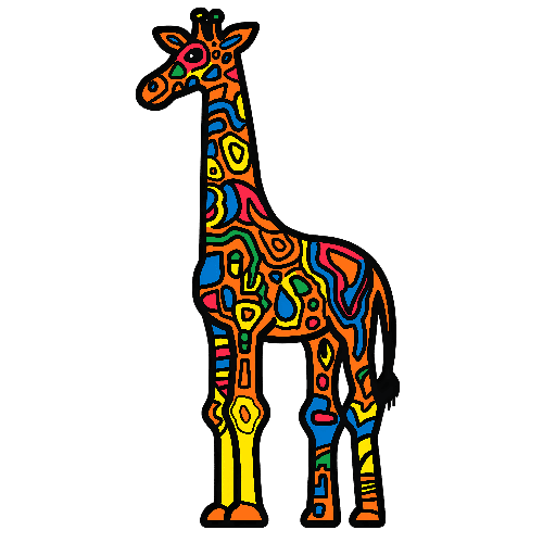 Colorful Cartoon Giraffe T-Shirt Design for Children