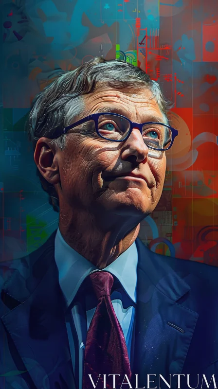 AI ART Thoughtful Bill Gates in Artistic Setting