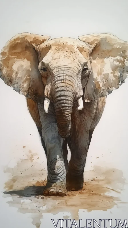 Elephant Watercolor Art AI Image