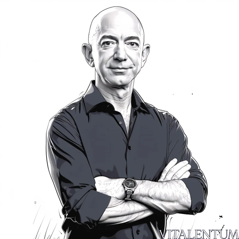 AI ART Illustrated Portrait of Jeff Bezos in Monochrome