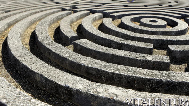 Enigmatic Stone Labyrinth in a Park | Captivating Abstract Photography AI Image