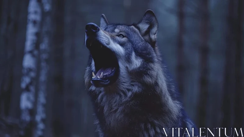 Majestic Wolf Howling in Forest | Captivating Wildlife Portrait AI Image