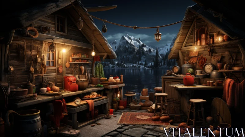 Winter Cabin in the Snow - Epic Fantasy Style AI Image