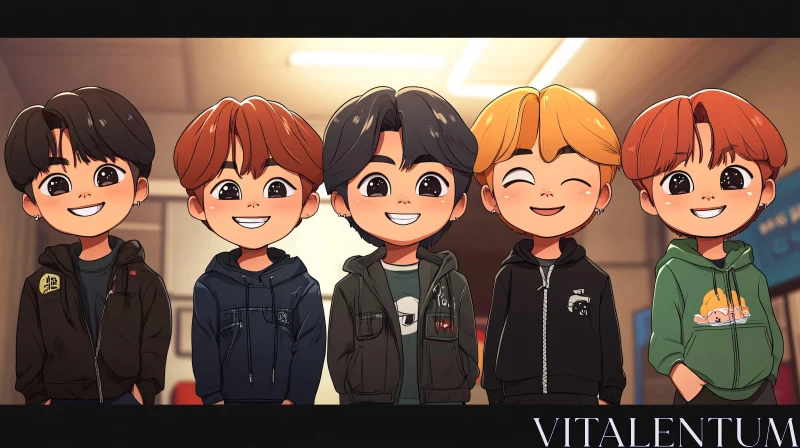 AI ART Anime Boys in Hoodies: Cartoon Character Art