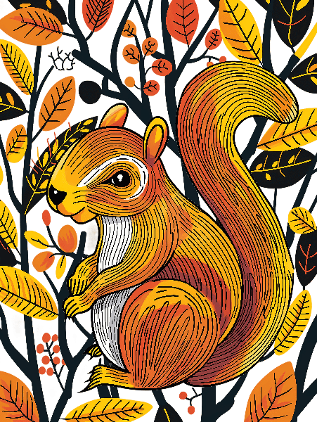 POD Design Squirrel in Autumn Leaves Design