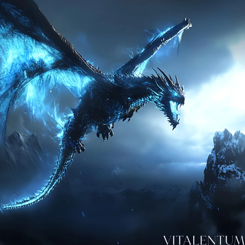 AI ART Frozen Skies: An Ice Dragon's Flight