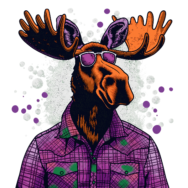 Hipster Moose Shirt Artwork POD Design