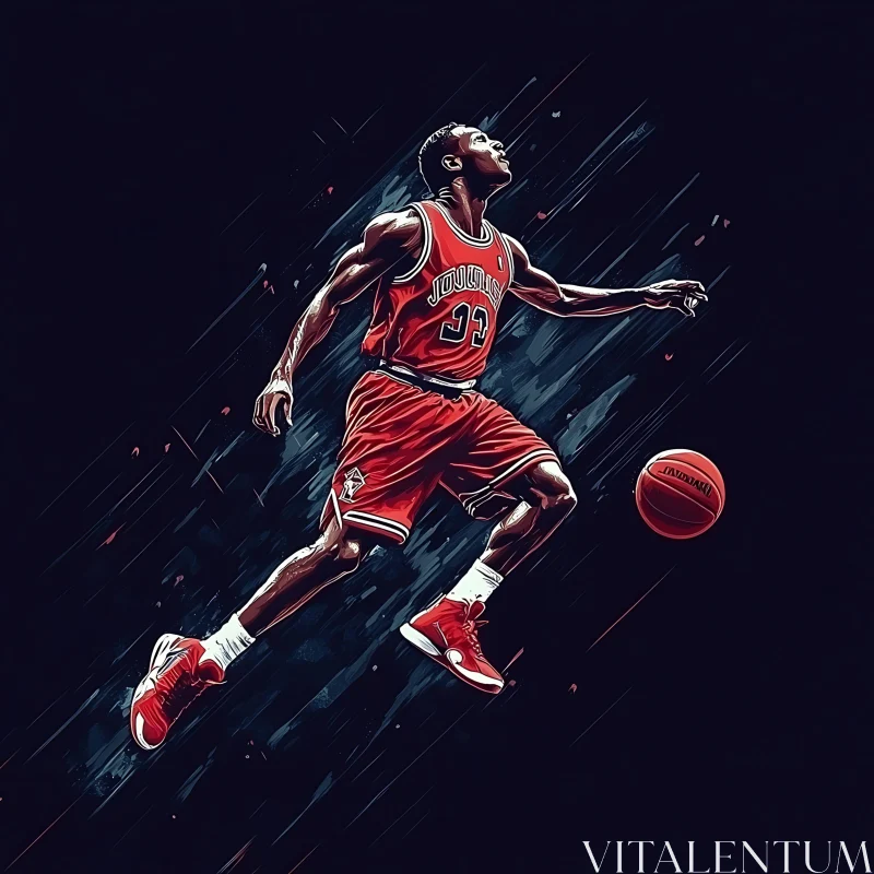 Basketball Player Mid-Air AI Image