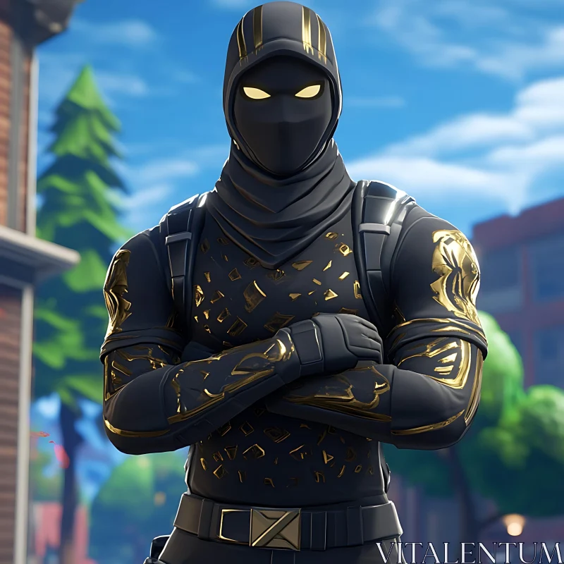 AI ART Fortnite Character with Golden Embellishments