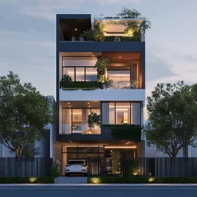 Urban Minimalist Home with Green Balconies