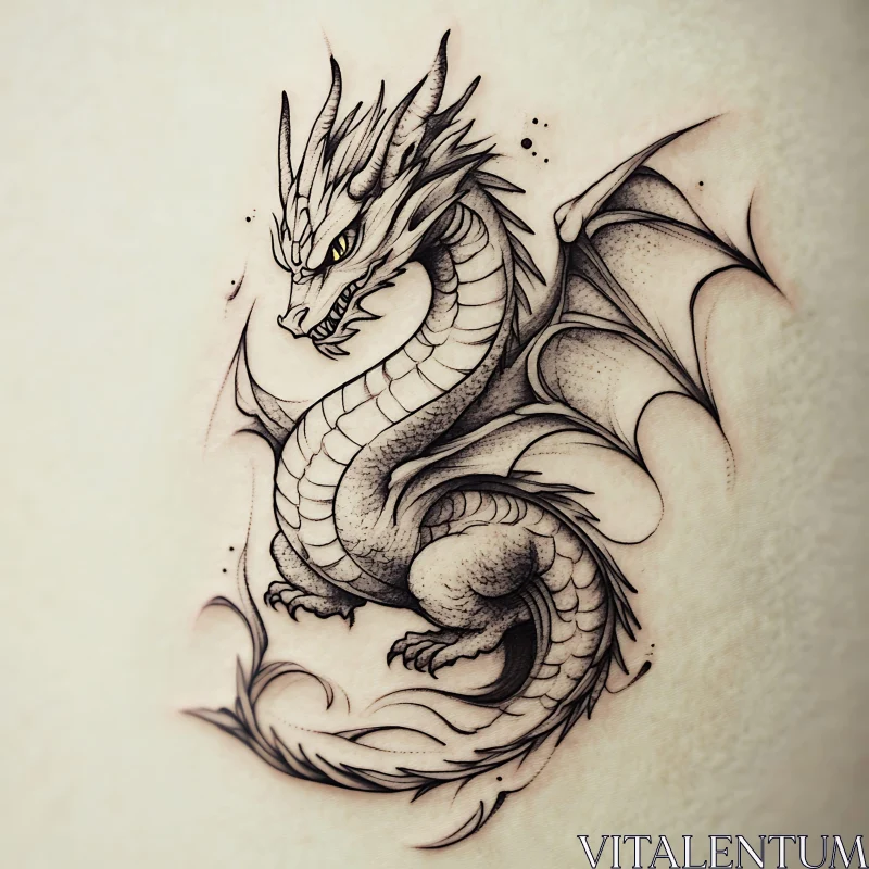 AI ART Detailed Dragon Drawing with Wings