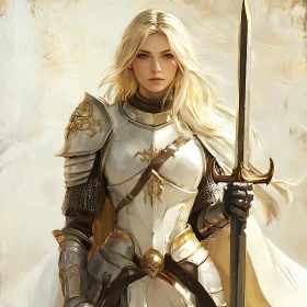 Armored Female Warrior with Sword Portrait