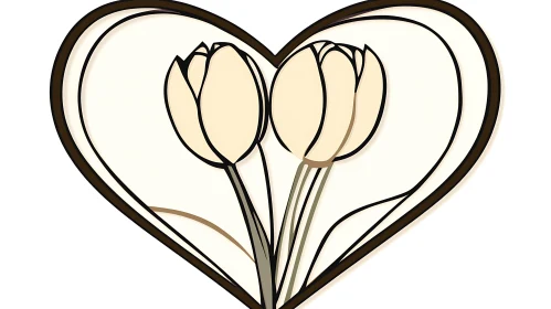 Floral Heart with Two Tulips