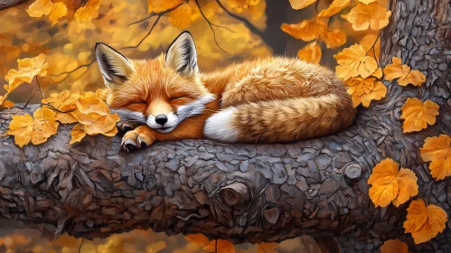 Autumn Slumber of a Red Fox