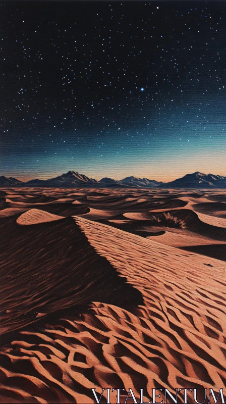 AI ART Desert Dunes Under a Starry Sky