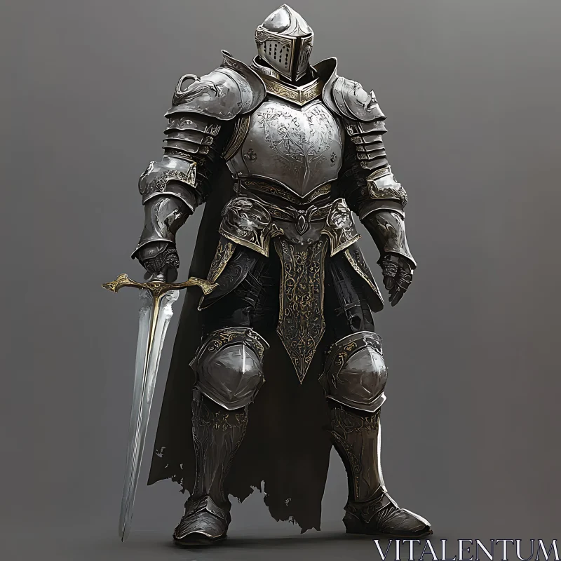 AI ART Armored Knight with Sword