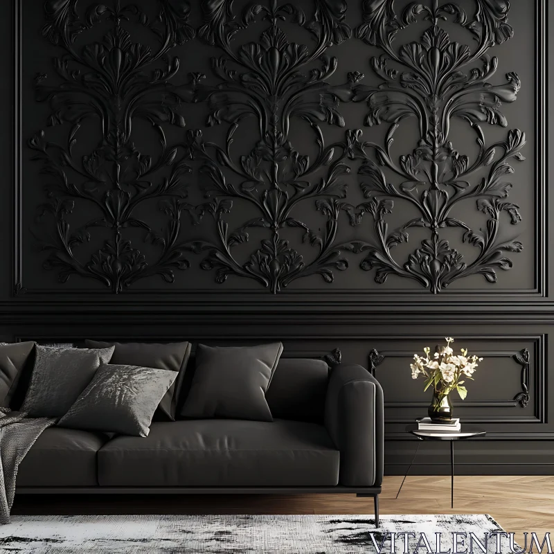 Luxurious Black Interior Design AI Image