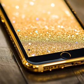 Glamorous Gold Smartphone with Glittering Details