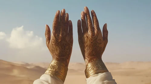 Golden Bracelets and Henna Art in Desert