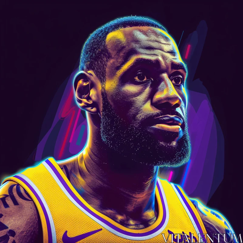 LeBron James in Vibrant Neon Artwork AI Image