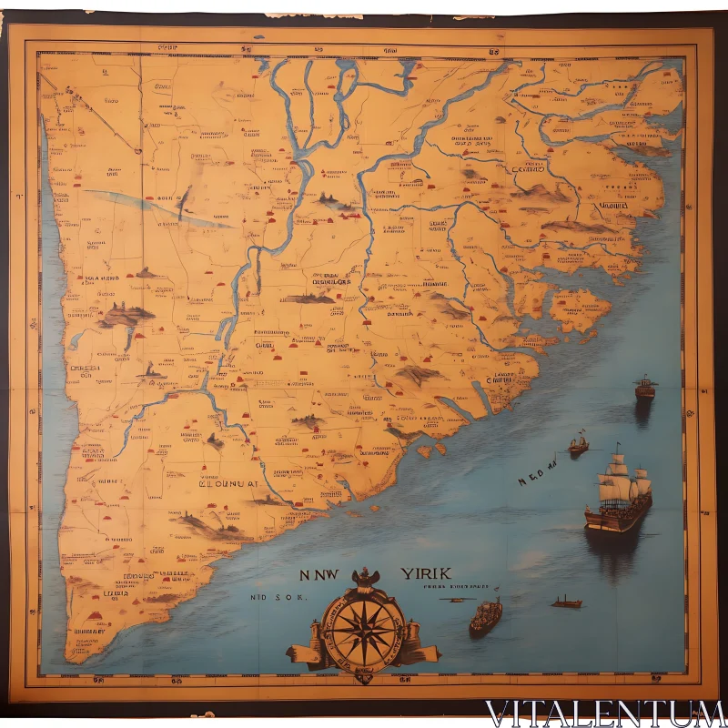 Antique Nautical Chart AI Image