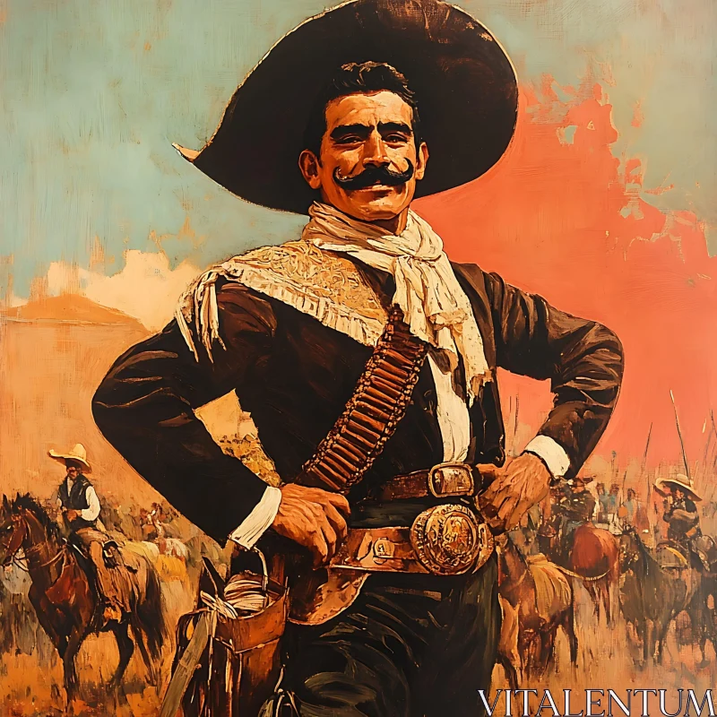 Charro Portrait with Sombrero AI Image