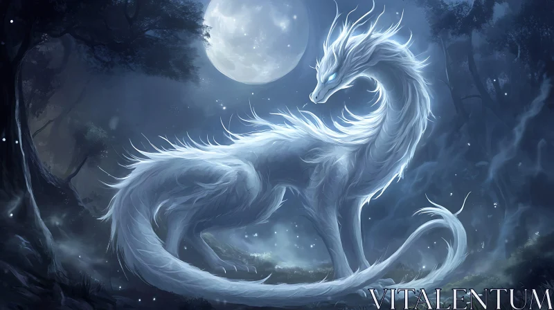 AI ART Moonlit Dragon in Enchanted Forest