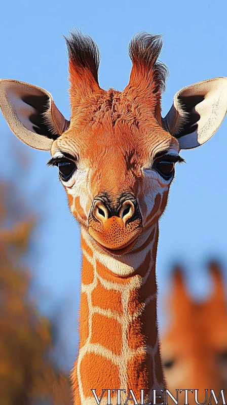 Giraffe Close-Up in Nature AI Image