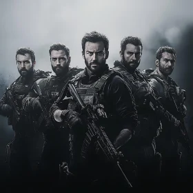Monochrome Military Men Portrait