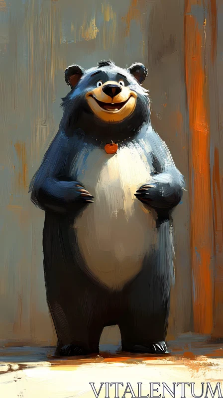 Smiling Cartoon Bear Art AI Image