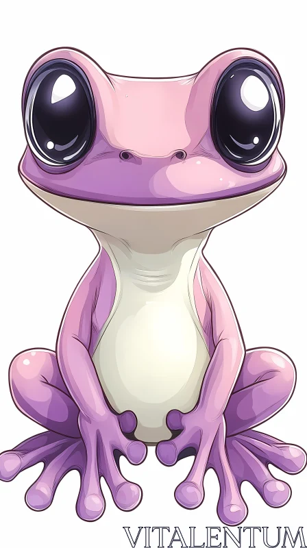 Adorable Pink and Purple Frog Character AI Image