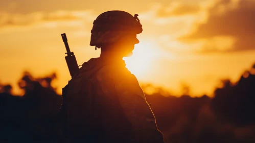 Military Silhouette at Dusk