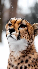 Wildlife in Winter: Cheetah and Snow