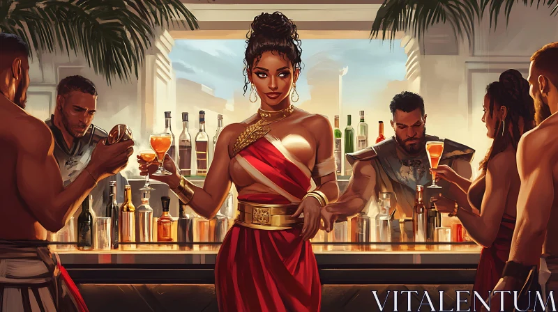 AI ART Sophisticated Bar Scene with Woman