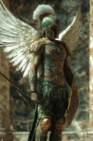 Winged Warrior in Green and Gold