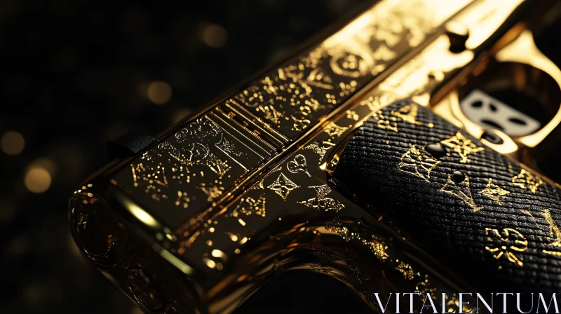 Luxurious Gold Gun with Detailed Engravings AI Image