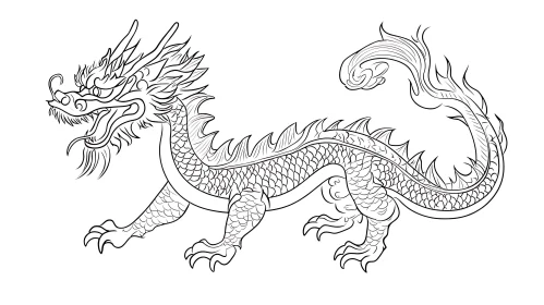 Detailed Dragon Drawing on White