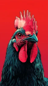 Colorful Rooster Portrait Art