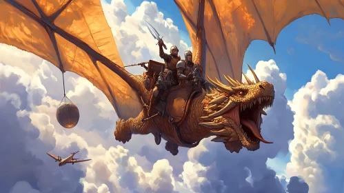 Fantasy Dragon Riders in the Sky