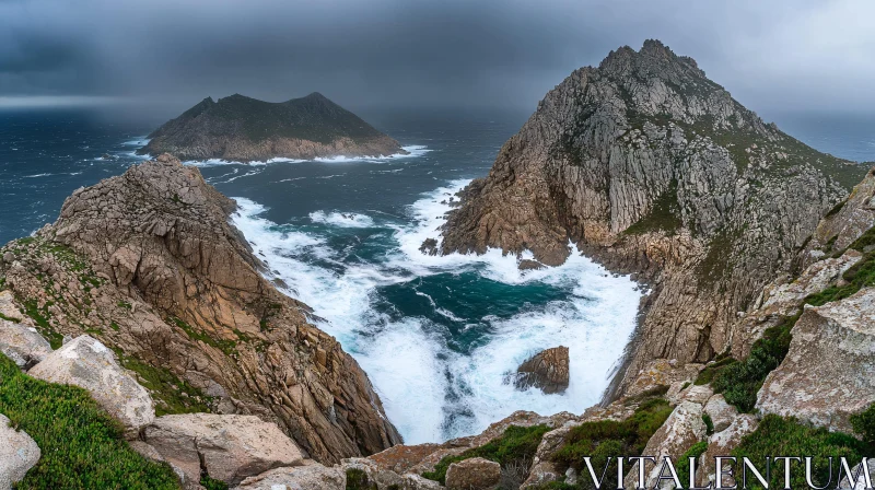 Stormy Cliffs and Oceanic Vista AI Image