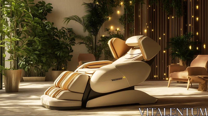 Modern Massage Chair with Surrounding Greenery AI Image