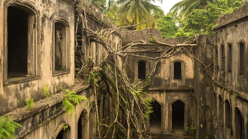 Ancient Building Ruins with Natural Overgrowth