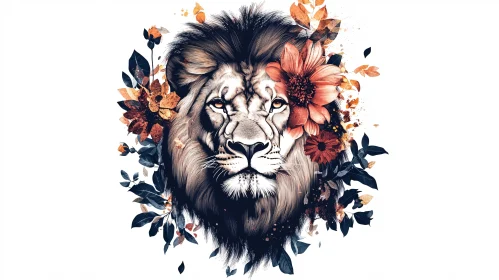 Floral Lion Portrait