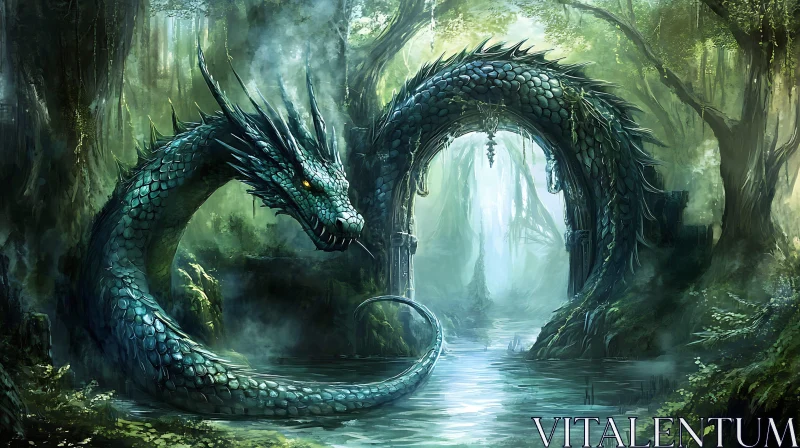 AI ART Dragon Guardian of the Ancient Gate