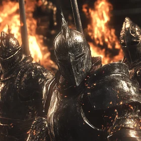 Medieval Warriors in Fiery Ambiance