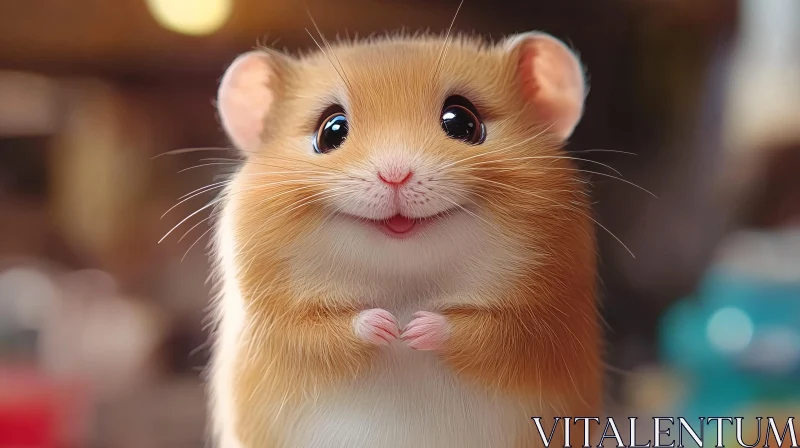 Cute Fluffy Hamster Portrait AI Image