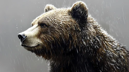 Wet Bear Portrait in Nature