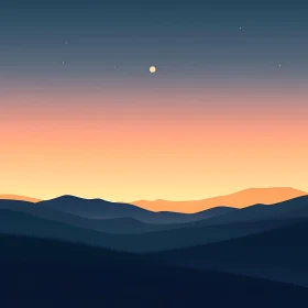 Layered Mountains Under Twilight Sky
