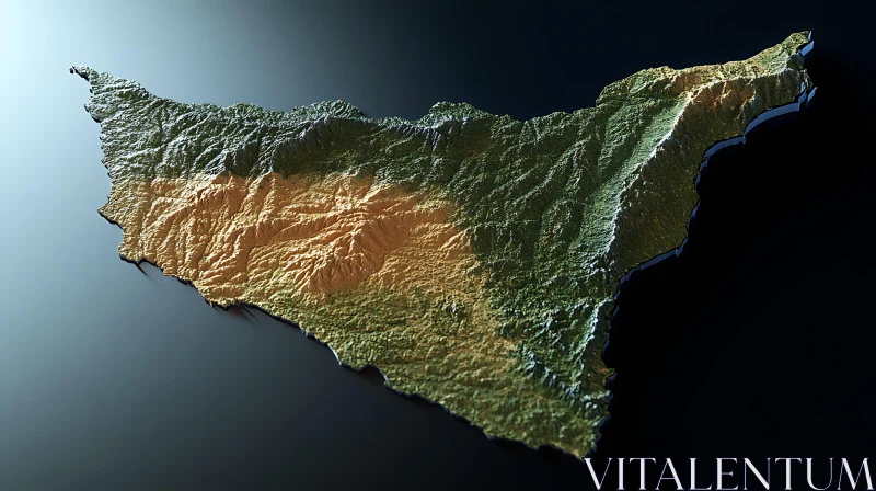 Topographic View of Sicily's Landscape AI Image